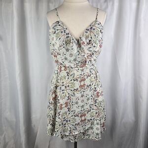 Speechless Womens Floral Faux Wrap Ruffle Surplice Sleeveless Dress Size XS